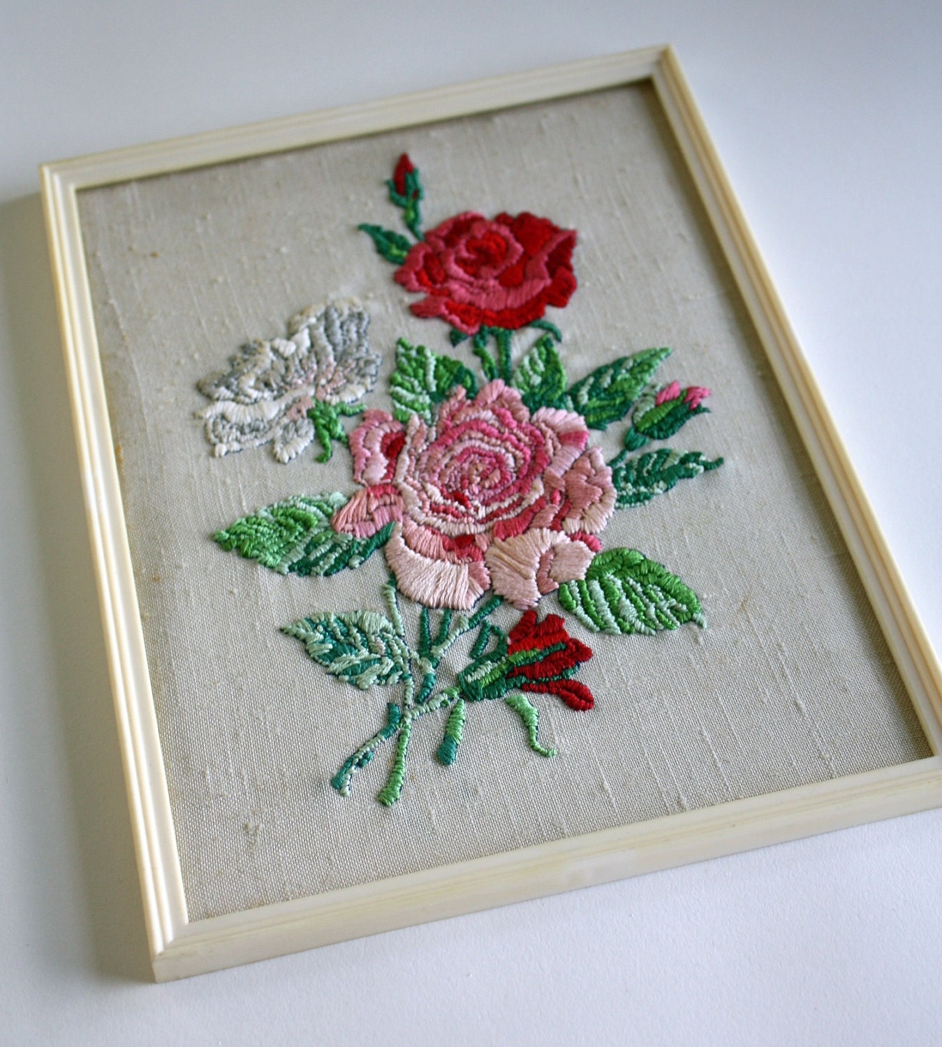 Vintage Shaby Chic Fabric Rose Art