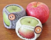 Crochet Apple Cozy With Tree Bark Button, Cuddle Your Fruit