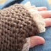 Brown Wrist Warmers With Lace, Ladies Chunky Fingerless Gloves