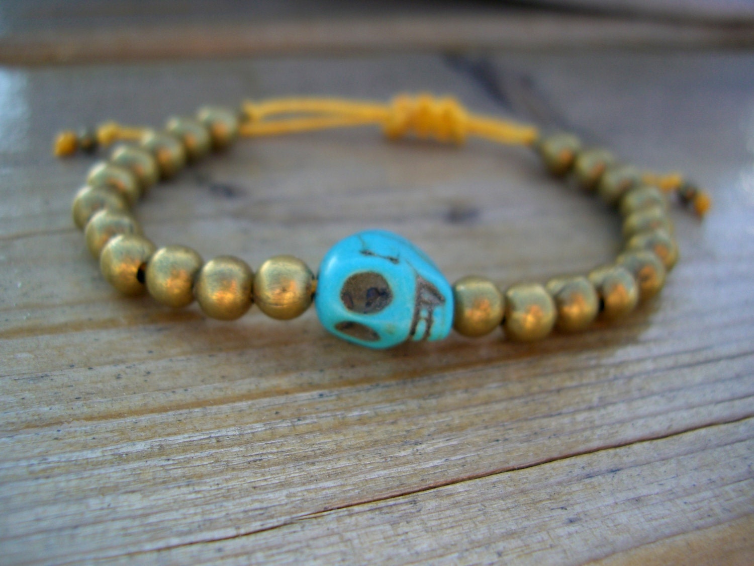 Beaded Skull Bracelet - turquoise