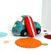 Needle Felted Green Beetle With Surfboard Play Set- Natural Toys