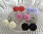Baby Bloomers - YOUR CHOICE Color Mini Flowers on Nickel Free Titanium Post Earrings - Red, Pink, Purple, Black, White