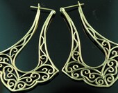 Long Filigree Brass Hanging Design Earrings