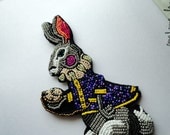 Alice in Wonderland Jewelry - Colorful Bead Brooch - March Hare - MADE TO ORDER