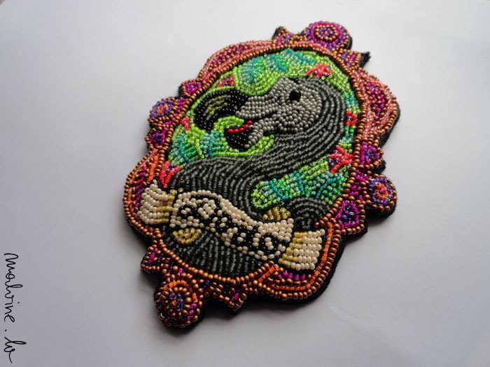 Colorful neon summer over-sized bead brooch - "The Dodo" - MADE TO ORDER
