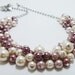 Pearl Cluster Necklace - Ivory/off white and rose pink in two shades cluster of pearls bridal, wedding, bridesmaids, necklace - Carla -