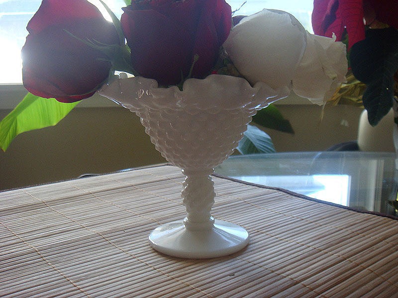 Vintage Fenton Hobnail Milk Glass Vase
