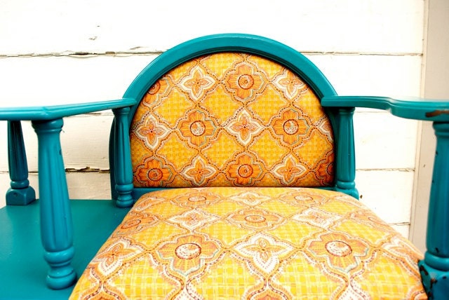 Bright Teal Sunshine Vintage Writing Desk Chair