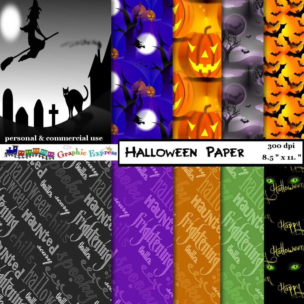 Digital Paper: Halloween10 Spooky digital 8.5" x  11"  JPEG sheets  Digital File -  no 061