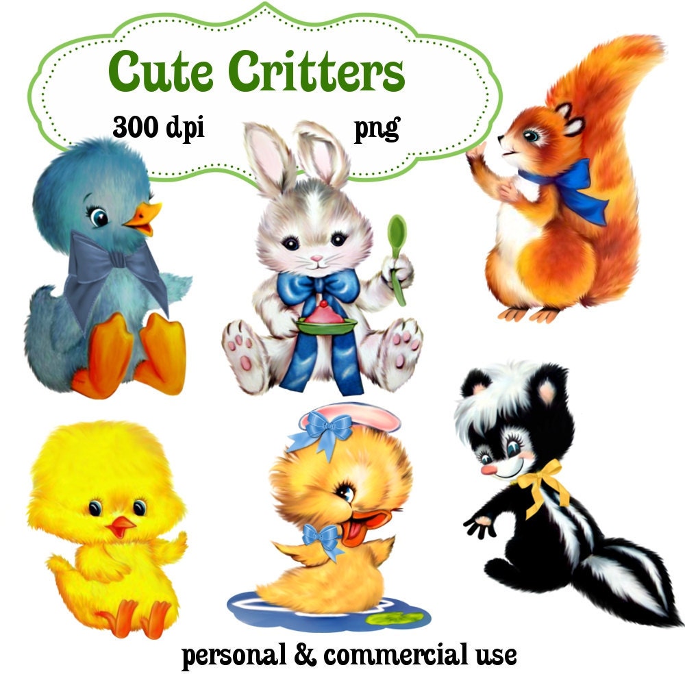 Clip Art:  Cute Critters Animals Png Digital Images no 123