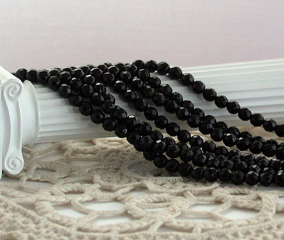 Black Onyx Beads, Onyx Beads, Faceted Black Onyx Beads, Semi Precious Stone Beads, Gemstone Beads SP-076