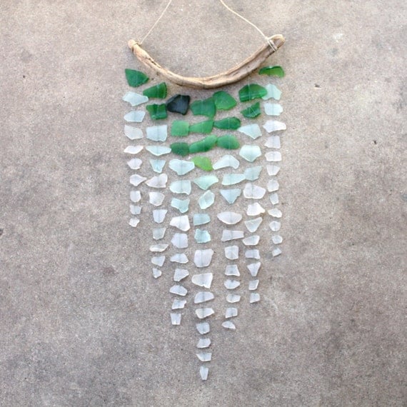 Sea Glass & Driftwood Mobile - Ombre