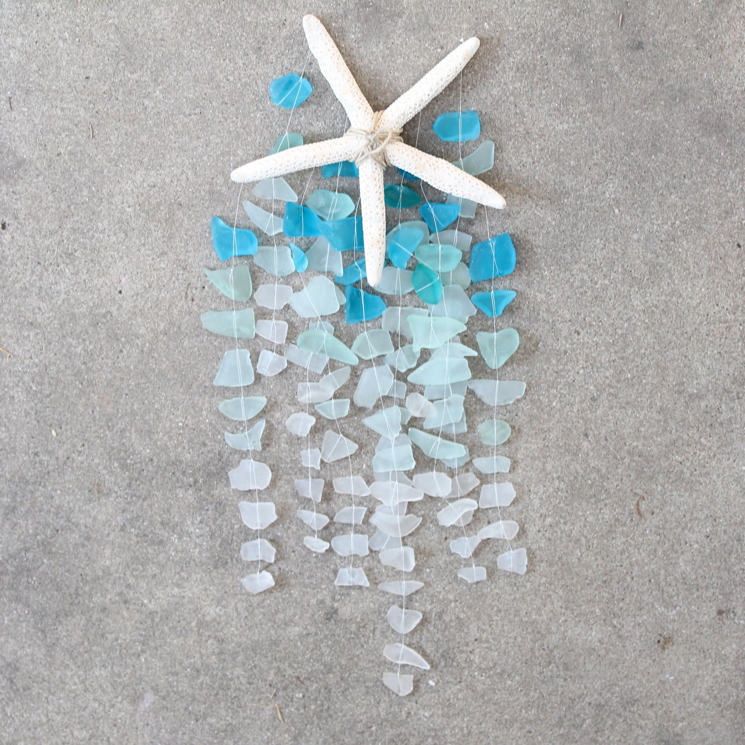 Sea Glass & Starfish Mobile - Ombre Blues