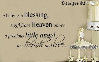 a Baby is a Blessing from Heaven Nursery Vinyl Wall lettering Sayings Decal 45wx18H