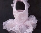 Satin and Lace Formal Couture Dog Harness Vest, Pale Pink, Beading, Venice Lace, Net, Tulle, Satin
