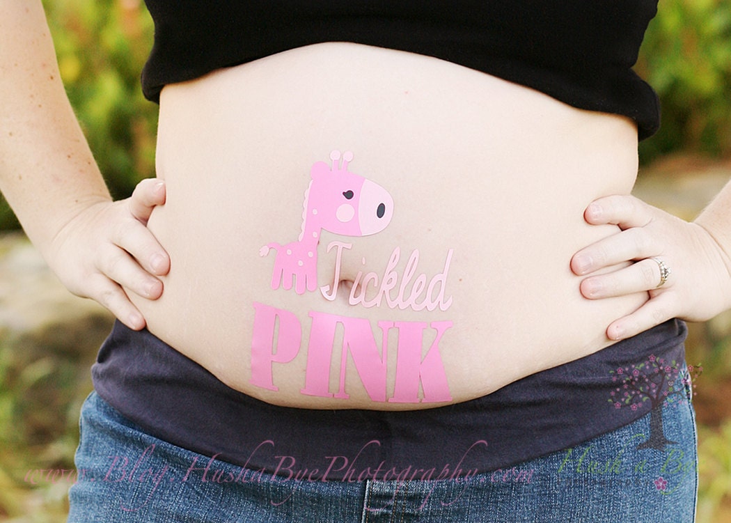 Fun and Unique "Tickled PINK" Baby Bump Pregnancy Sticker