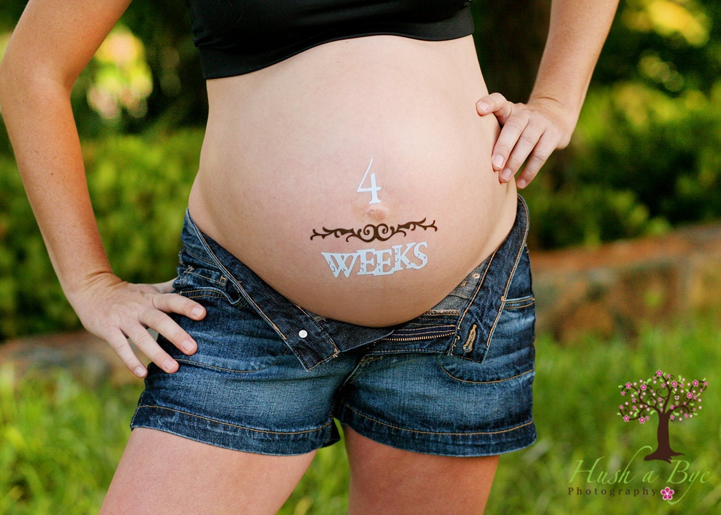 Fun and Unique "Weeks" Baby Bump Pregnancy Stickers