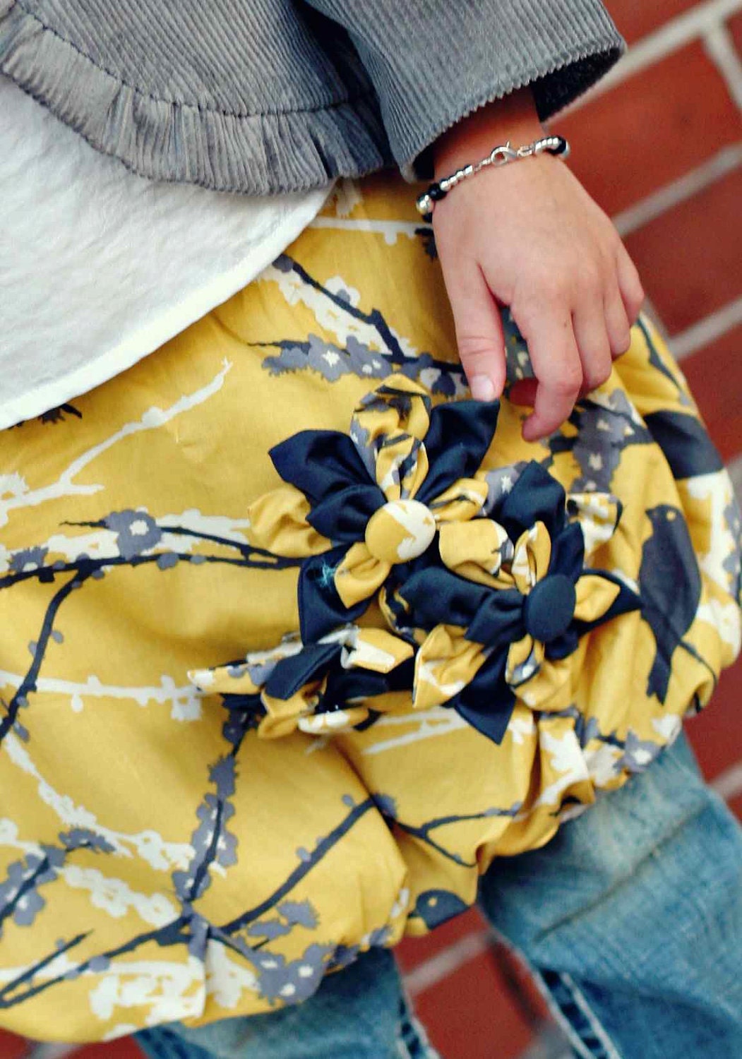 Vintage Yellow Flower Bubble Skirt