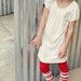 Red Leggings with Red and White Striped Ruffles