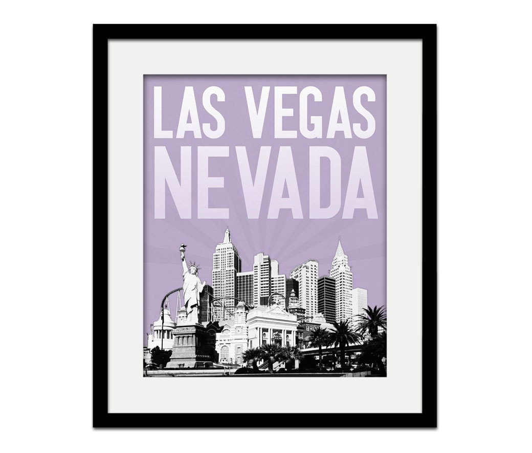 Las Vegas Nevada City Skyline - 8" x 10" - choose your color - Wall Art Gift Souvenir 8x10 Sin City
