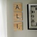 LARGE 5.5"x5.5" scrabble - style wood wall art -3 TILES choose your own letters