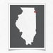 Illinois State Map Custom Personalized Heart Print I Love USA Hometown Wall Art Gift Souvenir Chicago Aurora Rockford