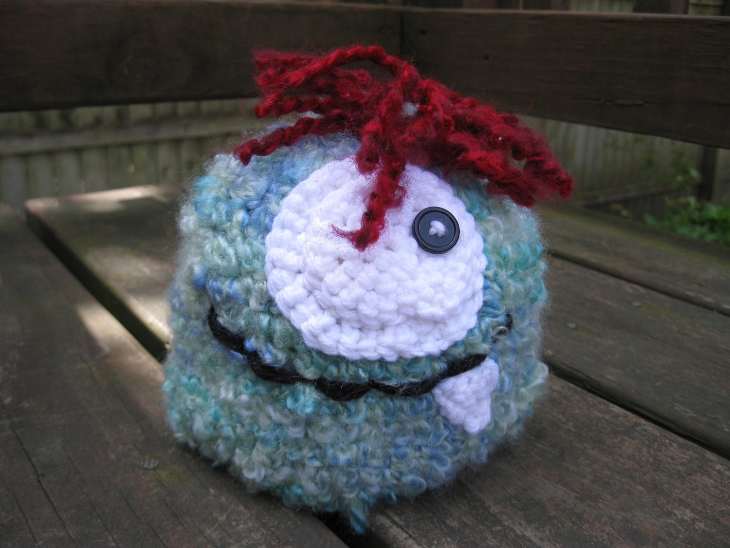 Turquoise 'Toof The Monster' Crocheted Hat/Beanie (0-3 Months...Ready to Ship)