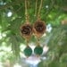 Vintage Recycled Golden Flower and Vintage Green Bead Earrings