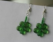 Emerald earrings - long, green, emerald, flower dangly earrings