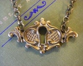 Antique Keyhole Escutcheon Necklace 18th Century Victorian Gift for Her  under 30 Victorian