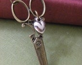 Antique Scissors Necklace I love My hair stylist necklace scissors and heart