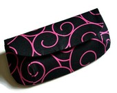 Clutch Purse, Fabric Handbag, Makeup Bag, Hot Pink Swirls