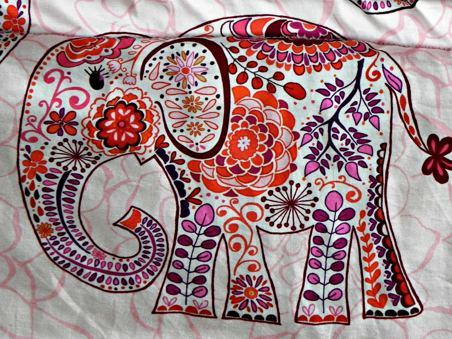 Elephant Toddler Minky Blanket - Blush Pink Fabric with Large, Colorful Elephants and Raspberry Minky - Ships in 3-4 weeks