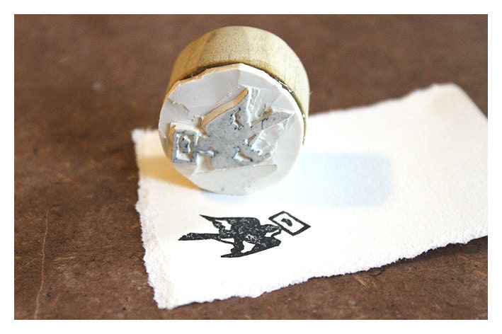Hand carved Rubber Stamp Swallow - Large. Completely hand made.