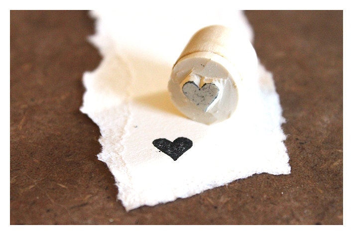 Hand carved Rubber Stamp Heart - Small. Completely handmade.