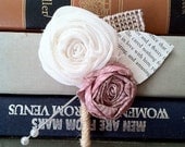 Two Flower Vintage Fabric Boutonniere