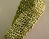 Crochet Bracelet In Sage Green Cotton with Black Pearl Glass Beads