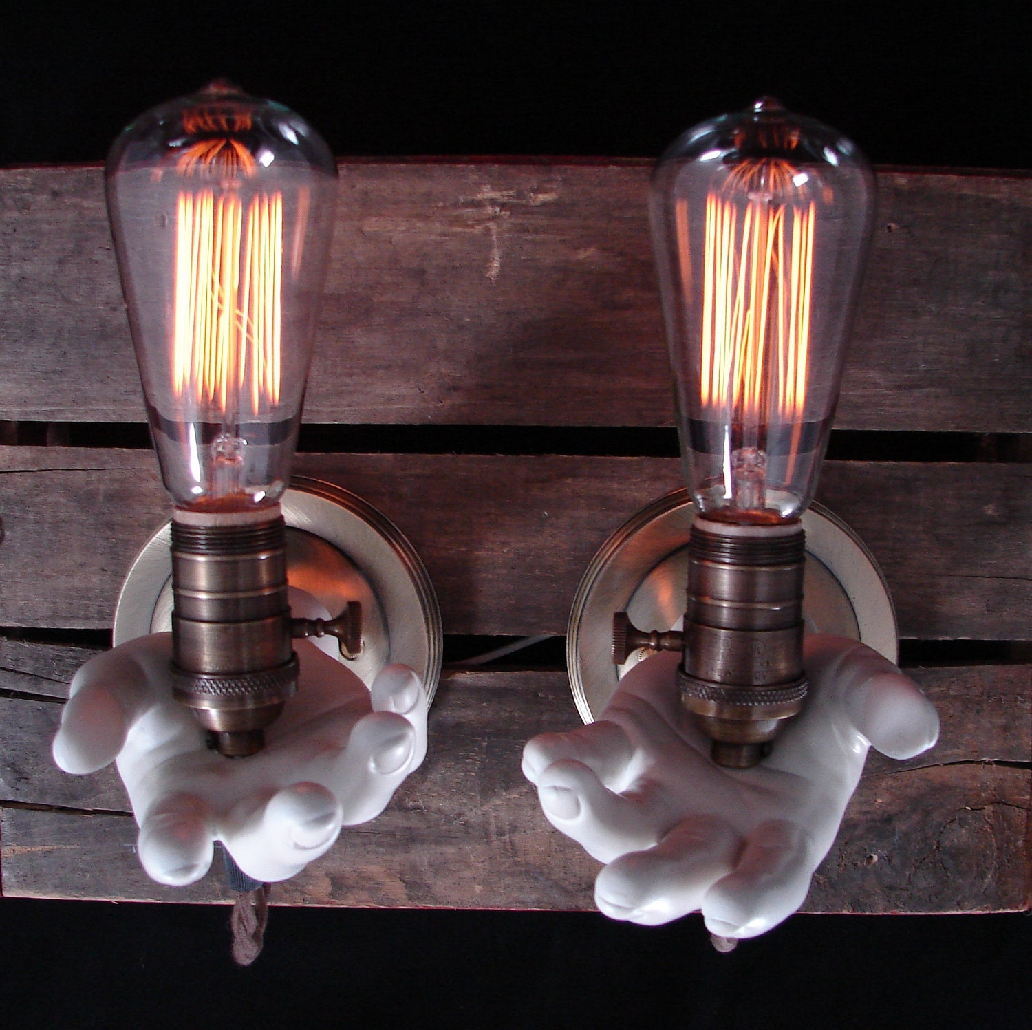 Upcycled Vintage Mannequin Hand Lighting Sconce Pair