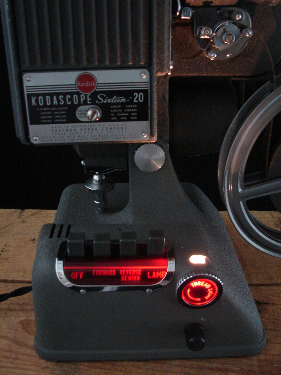 Upcycled Kodak 16mm Projector Lamp with Ivory Burlap Shade