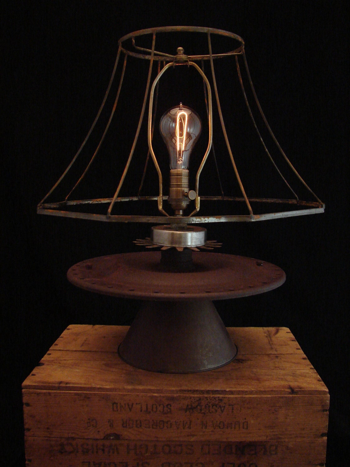 Upcycled Rusty Industrial Style Lamp