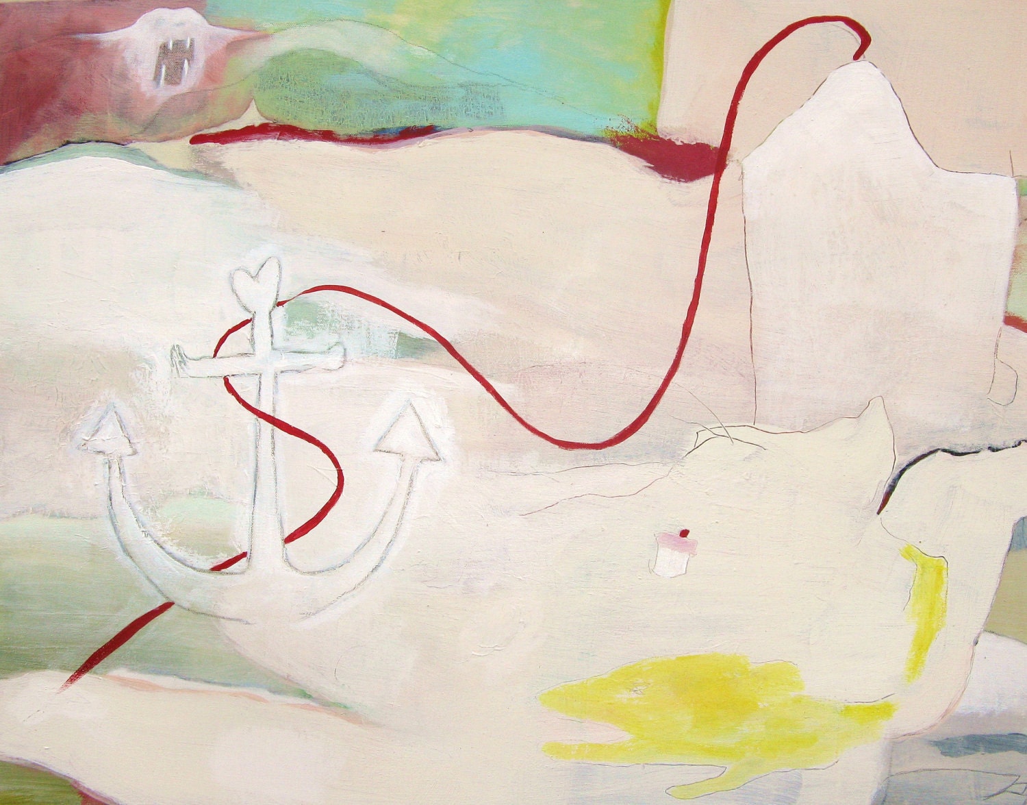 Large Original Abstract Acrylic Painting on a 22 x 28 Canvas - Entitled "Anchored"
