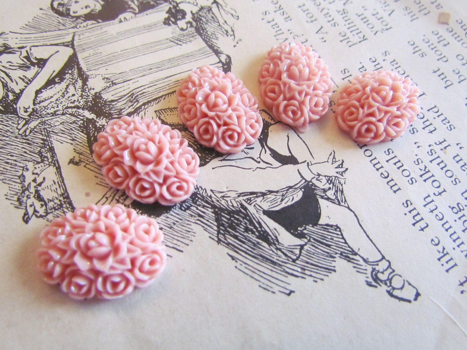WHOLESALE Resin Flower Cabochons Pink (Ray Collection) 18x13mm 100pcs  - Ships IMMEDIATELY from California - C16Pa