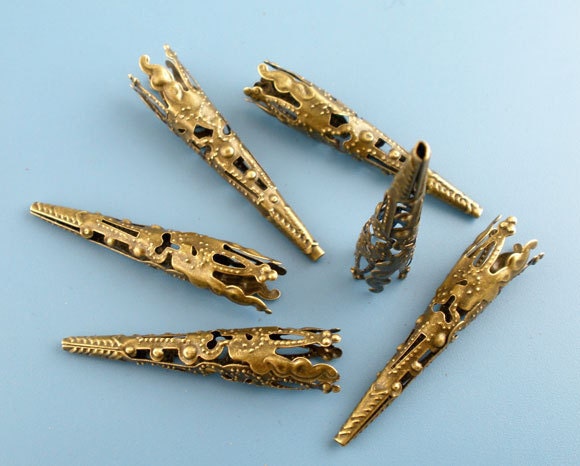 20pcs Bronze Nail Spacer Bead Caps 41x8mm - Ships IMMEDIATELY from California - B38
