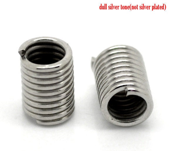 50pcs Silver Coil End Crimp Fasteners 7x5mm- Ships Immediately from California - F44