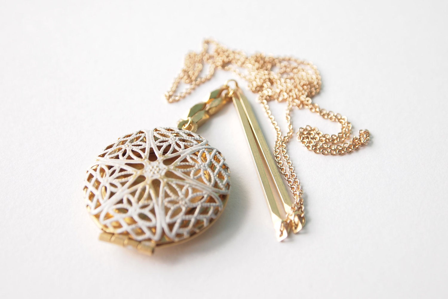 Locket Necklace : Filigree Brass Locket with a Vintage Feel , Bridesmaid Jewelry, gifts for her