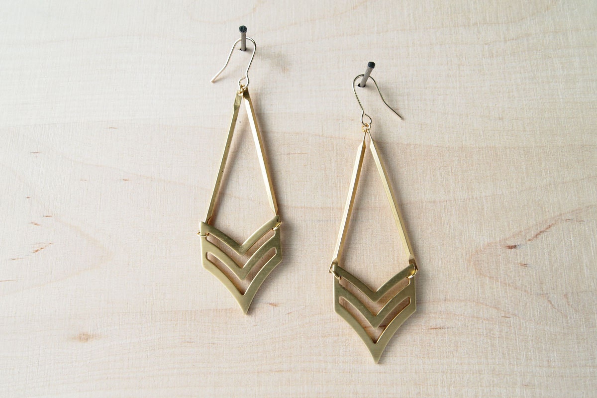 Geometric Earrings : Spring Jewlery - Chevron Drop Earrings