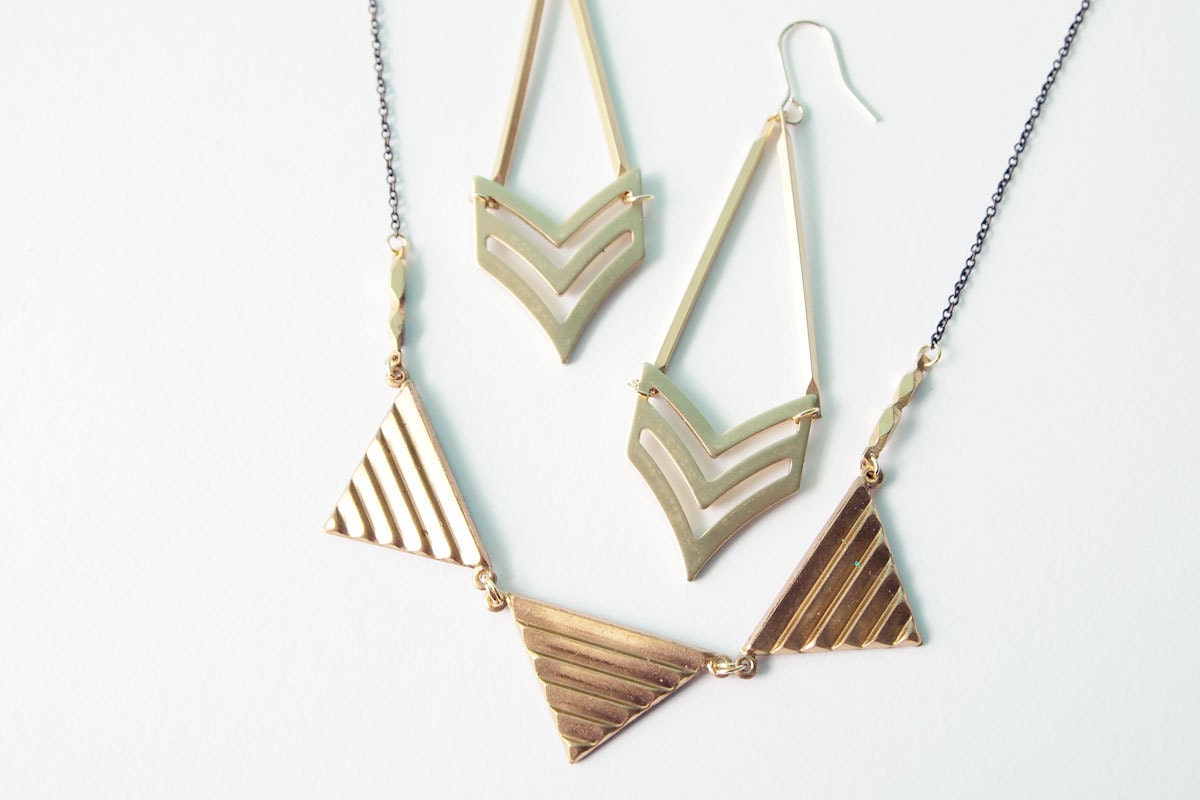 Geometric Earrings : Spring Jewlery - Chevron Drop Earrings