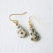 LAST PAIR Everyday Earrings : Single Dalmatian Jasper Tear Drop Earrings