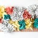 Fabric Flower Garland (teal, peach, yellow, polka dots)