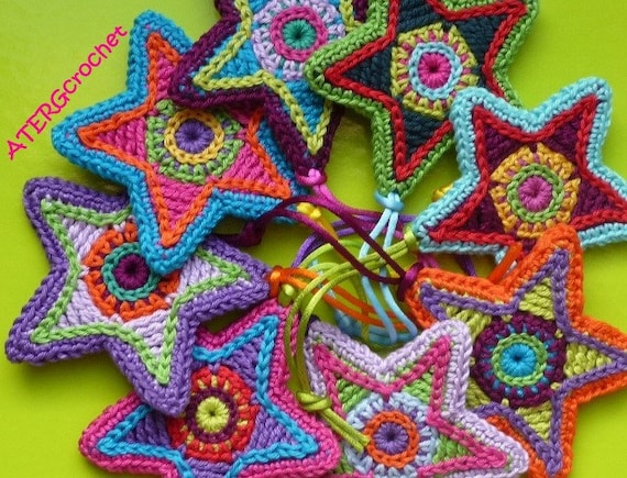 Crochet pattern colorful star by ATERGcrochet